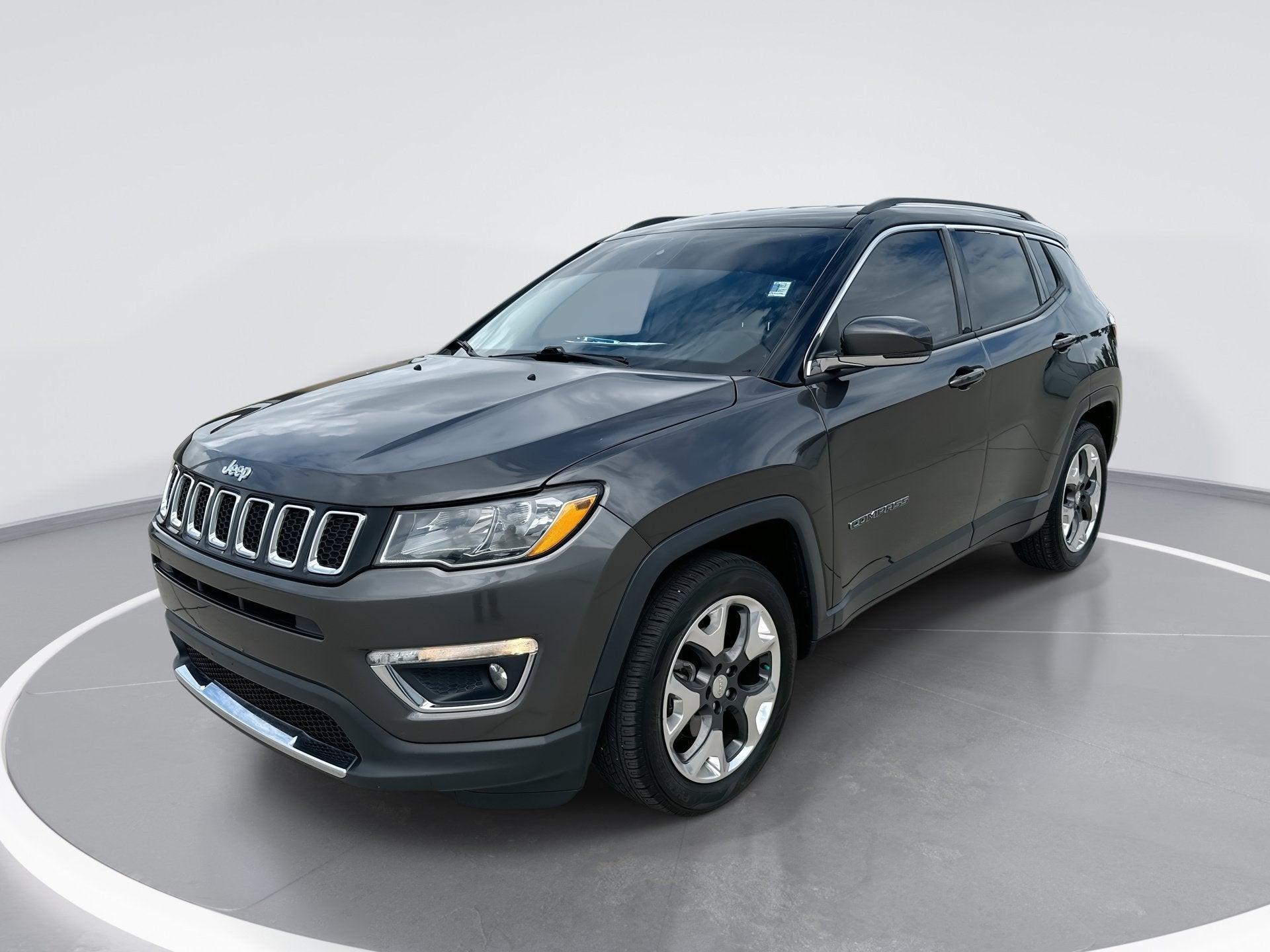 2018 Jeep Compass Limited in Granite Crystal — front three-quarter view